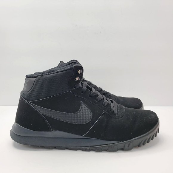 Nike Hoodland 2013 Men's Mids Suede Triple Black Shoes 654888-090 US Size 13 - Picture 1 of 8